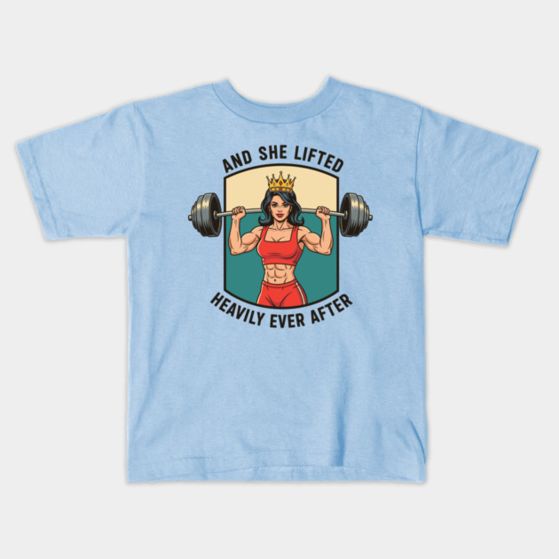 And She Lifted Happily Ever After Kids T-Shirt by enrynz