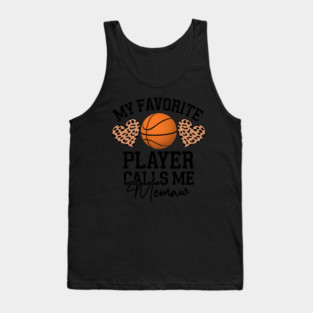 Leopard Heart My Favorite Player Calls Me Memaw Basketball Tank Top