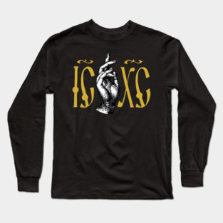 Orthodox ICXC Christ Monogram with Blessing Hand Long Sleeve T-Shirt