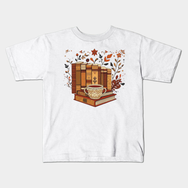 Vintage Books & Espresso Vibes Kids T-Shirt by SR8891