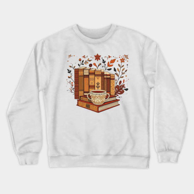 Vintage Books & Espresso Vibes Crewneck Sweatshirt by SR8891