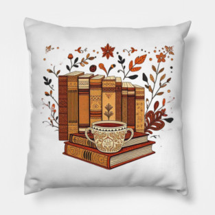 Vintage Books & Espresso Vibes Pillow