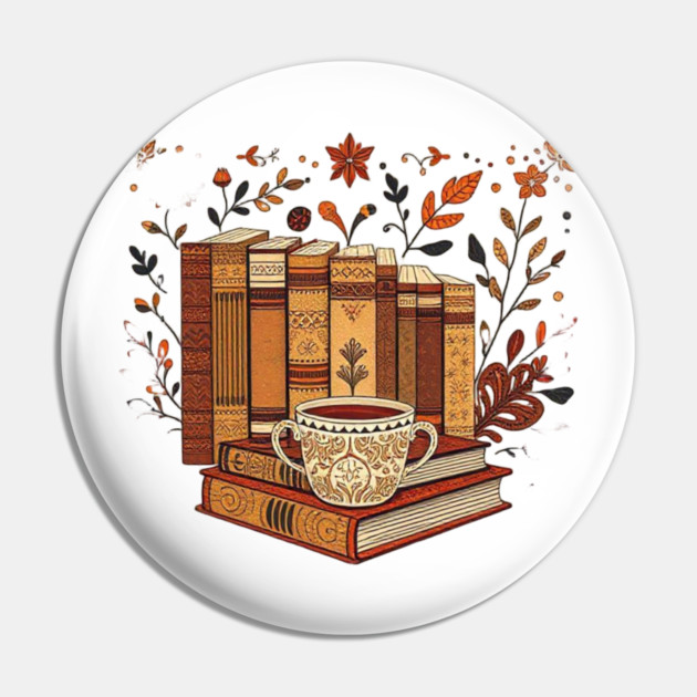 Vintage Books & Espresso Vibes Pin by SR8891