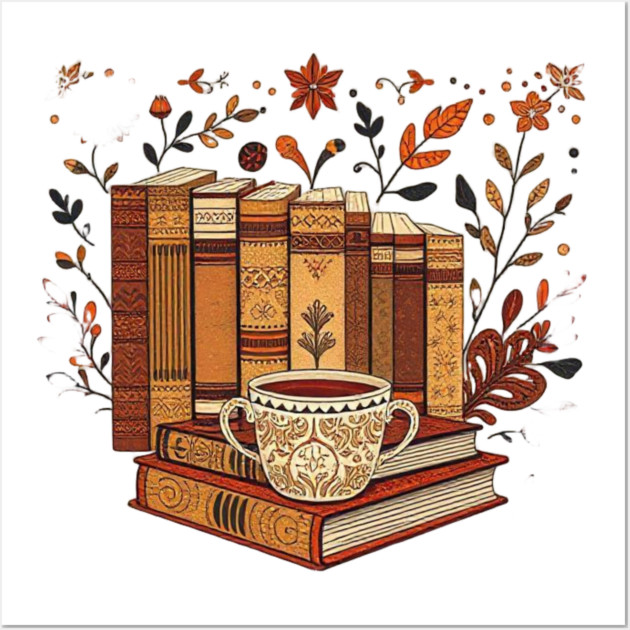 Vintage Books & Espresso Vibes Wall Art by SR8891