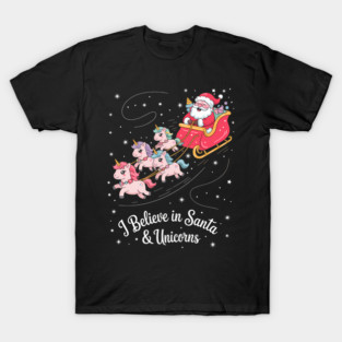 Funny Santa unicorns Christmas Xmas T-Shirt