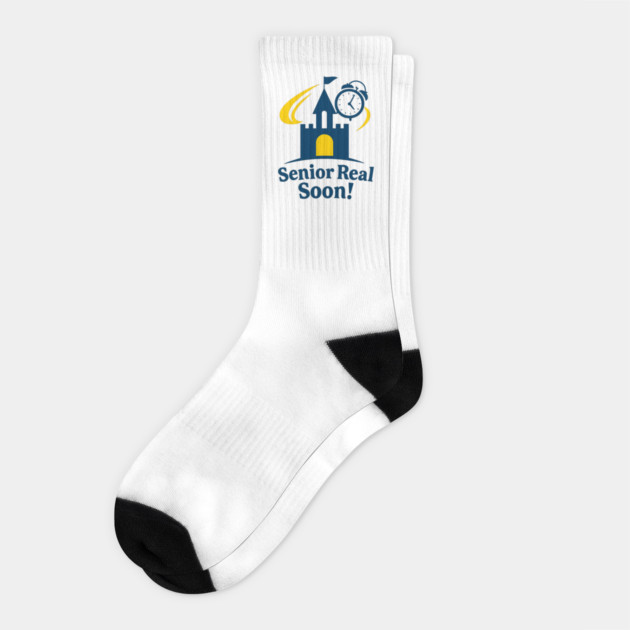 Senior Real Soon! - Front T-Shirt Design Socks by Disney For Seniors