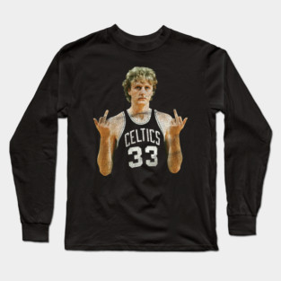 larry bird MIDDLE FINGER Retro 80s Long Sleeve T-Shirt