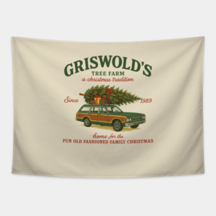 Griswold Christmas Tree Farm Since 1989 Retro Christmas Movie Tapestry