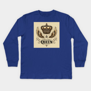 First Class Queen Crown Kids Long Sleeve T-Shirt
