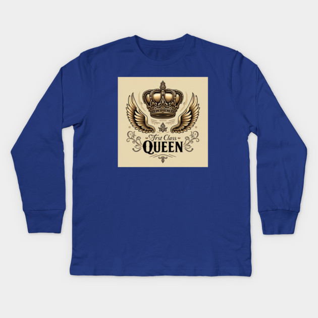 First Class Queen Crown Kids Long Sleeve T-Shirt by FirstClassQueen