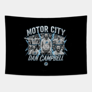 Vintage Dan Campbell - Motor City Detroit Lions Tapestry