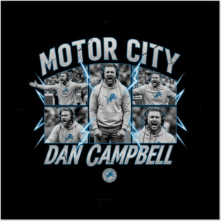Vintage Dan Campbell - Motor City Detroit Lions Posters and Art