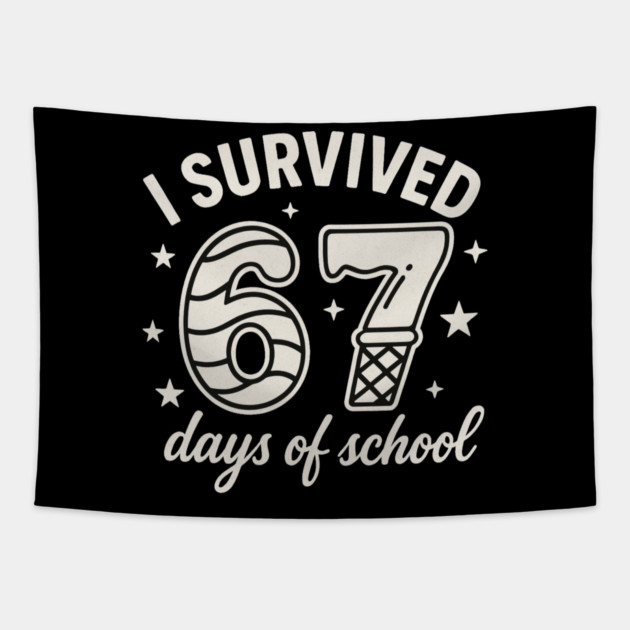I Survived 67 Days of School Teachers Students - 67 Candy Ice Cream Design Tapestry by ArtistTee ⭐⭐⭐⭐⭐