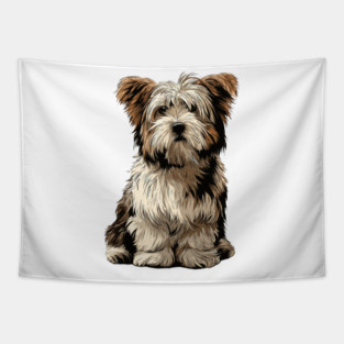 Biewer Terrier Dog Illustration Tapestry