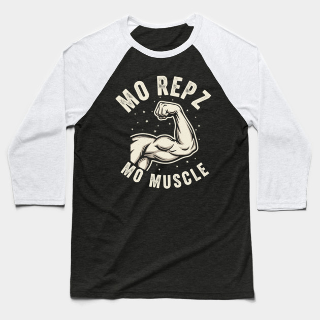Mo Repz Mo Muscle Baseball T-Shirt by enrynz