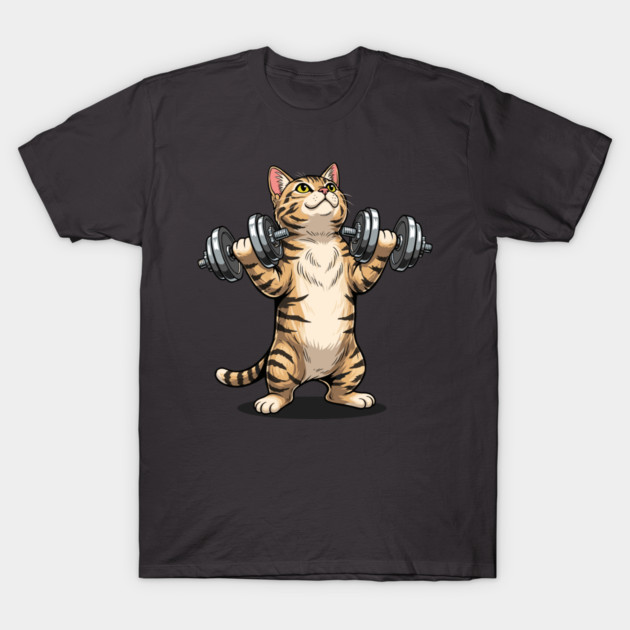 Purrfectly Fit Cat Gym T-Shirt by enrynz