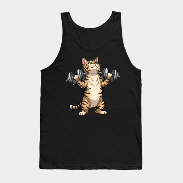 Purrfectly Fit Cat Gym Tank Top by enrynz