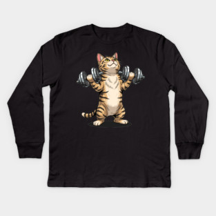 Purrfectly Fit Cat Gym Kids Long Sleeve T-Shirt