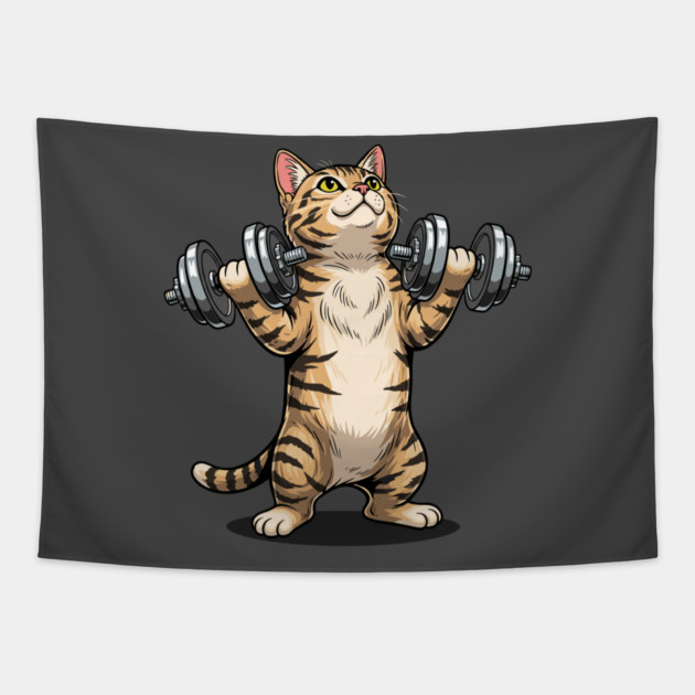 Purrfectly Fit Cat Gym Tapestry by enrynz