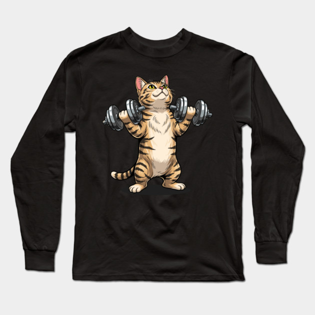 Purrfectly Fit Cat Gym Long Sleeve T-Shirt by enrynz