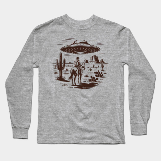 Close Encounters of the Cowboy Kind Long Sleeve T-Shirt by Cosmo Gazoo