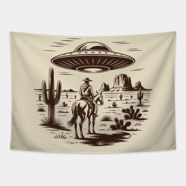 Close Encounters of the Cowboy Kind Tapestry by Cosmo Gazoo