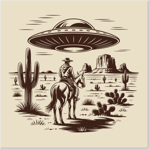 Close Encounters of the Cowboy Kind Wall Art by Cosmo Gazoo