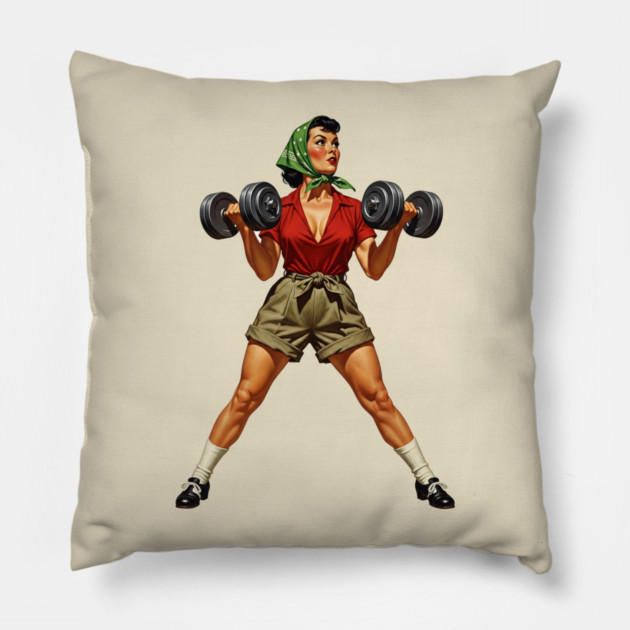 Rosie the Riveter Lifts Heavy Pillow by enrynz