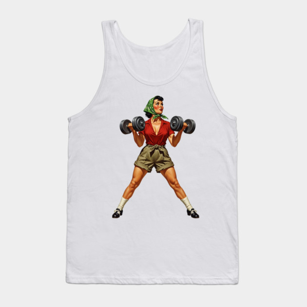 Rosie the Riveter Lifts Heavy Tank Top by enrynz