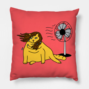 Menopause Humor Cat and her Fan Pillow