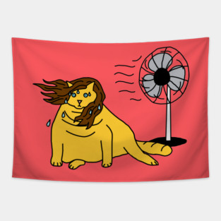 Menopause Humor Cat and her Fan Tapestry