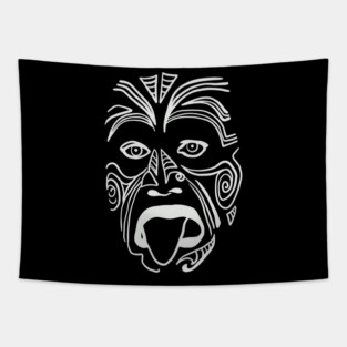 The Tribal Haka Mask Guy - Indigenous Face Tapestry