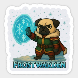 Frostwarden – Fantasy Pug Mage Winter Christmas Design Sticker