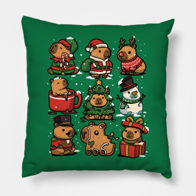Christmas Capybaras Pillow by GoshWow®