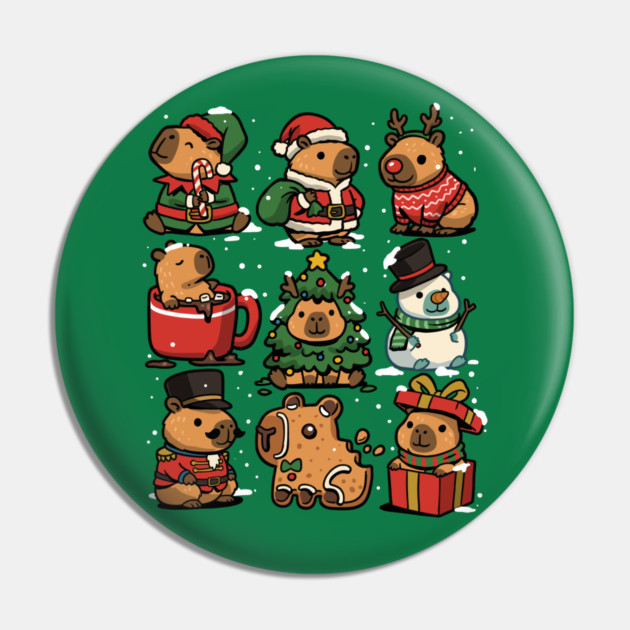 Christmas Capybaras Pin by GoshWow®