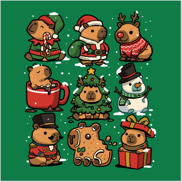 Christmas Capybaras Wall Art by GoshWow®