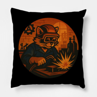 Welding Cat Pillow