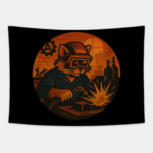 Welding Cat Tapestry