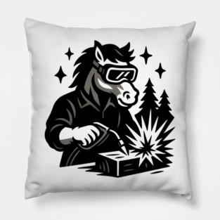 Welding Horse Pillow