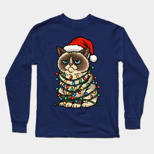 Jolly Christmas Cat Long Sleeve T-Shirt by GoshWow®