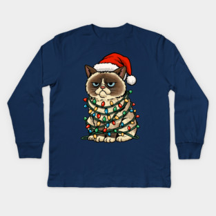 Jolly Christmas Cat Kids Long Sleeve T-Shirt