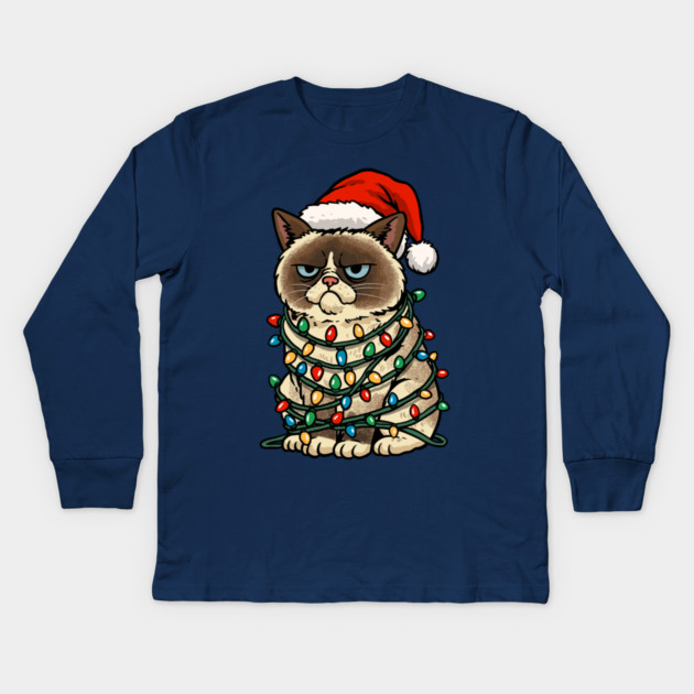 Jolly Christmas Cat Kids Long Sleeve T-Shirt by GoshWow®