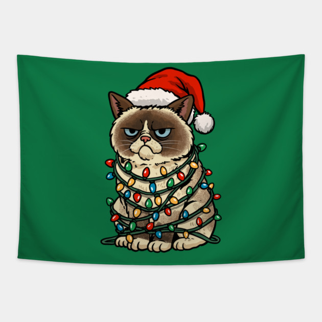 Jolly Christmas Cat Tapestry by GoshWow®