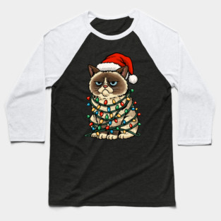 Jolly Christmas Cat Baseball T-Shirt