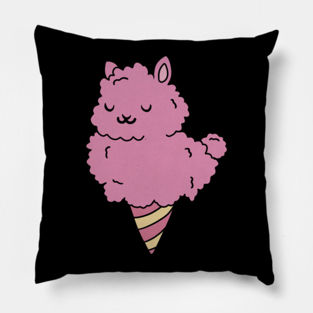 Cute Pink Llama Alpaca Icecream Shape Pillow by logiamerch