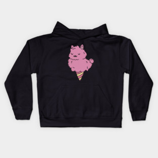 Cute Pink Llama Alpaca Icecream Shape Kids Hoodie