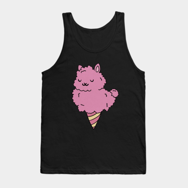 Cute Pink Llama Alpaca Icecream Shape Tank Top by logiamerch