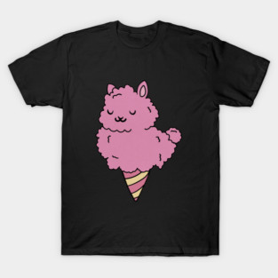 Cute Pink Llama Alpaca Icecream Shape T-Shirt