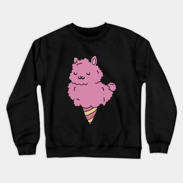 Cute Pink Llama Alpaca Icecream Shape Crewneck Sweatshirt by logiamerch