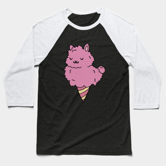 Cute Pink Llama Alpaca Icecream Shape Baseball T-Shirt by logiamerch